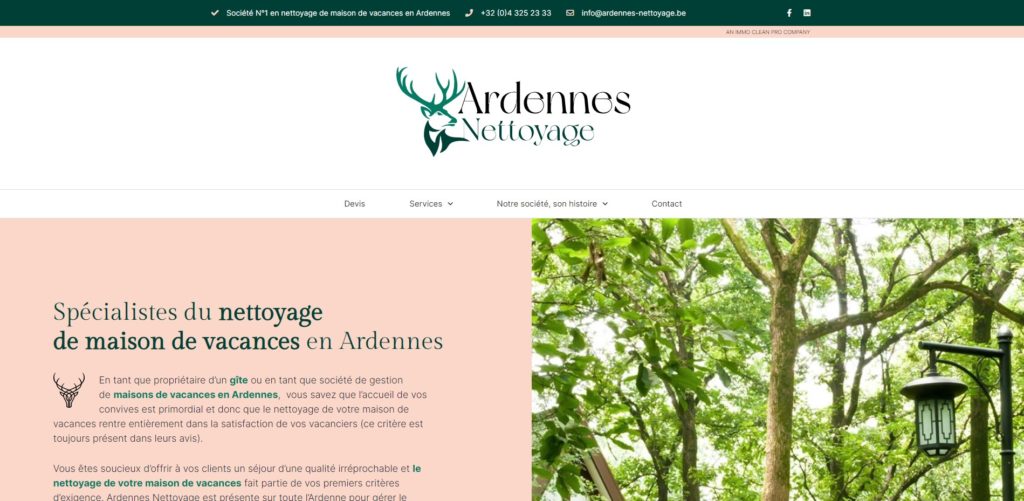 Réalisations site web - Ardnnes Nettoyage